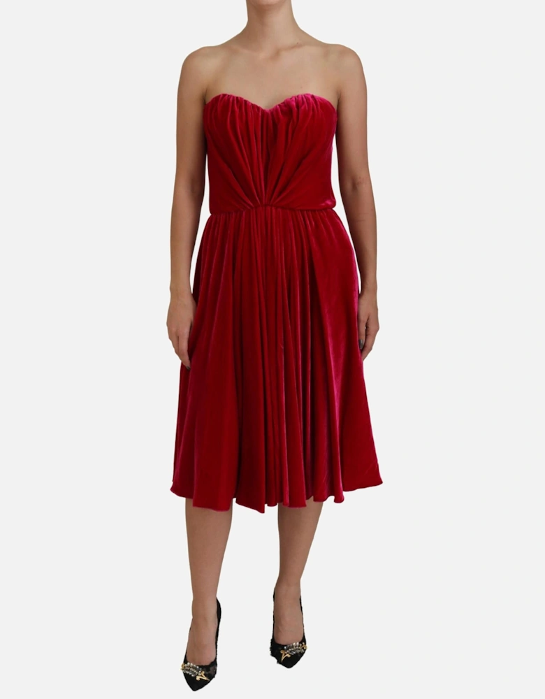 Velvet Strapless Aline Dress Women - Pink Dresses