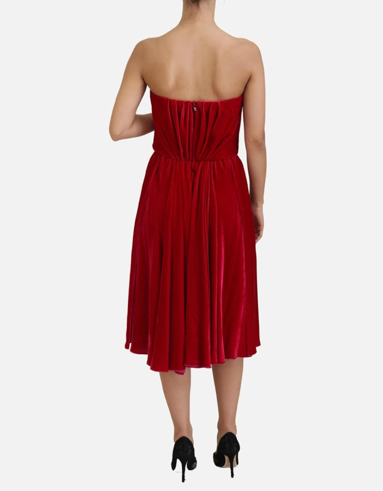 Velvet Strapless Aline Dress Women - Pink Dresses