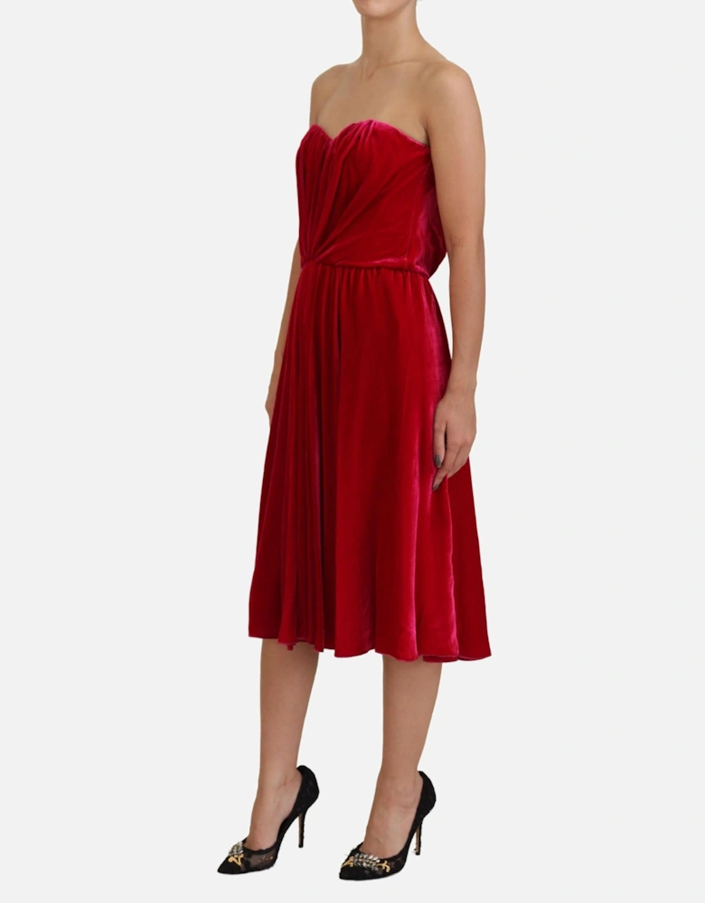 Velvet Strapless Aline Dress Women - Pink Dresses