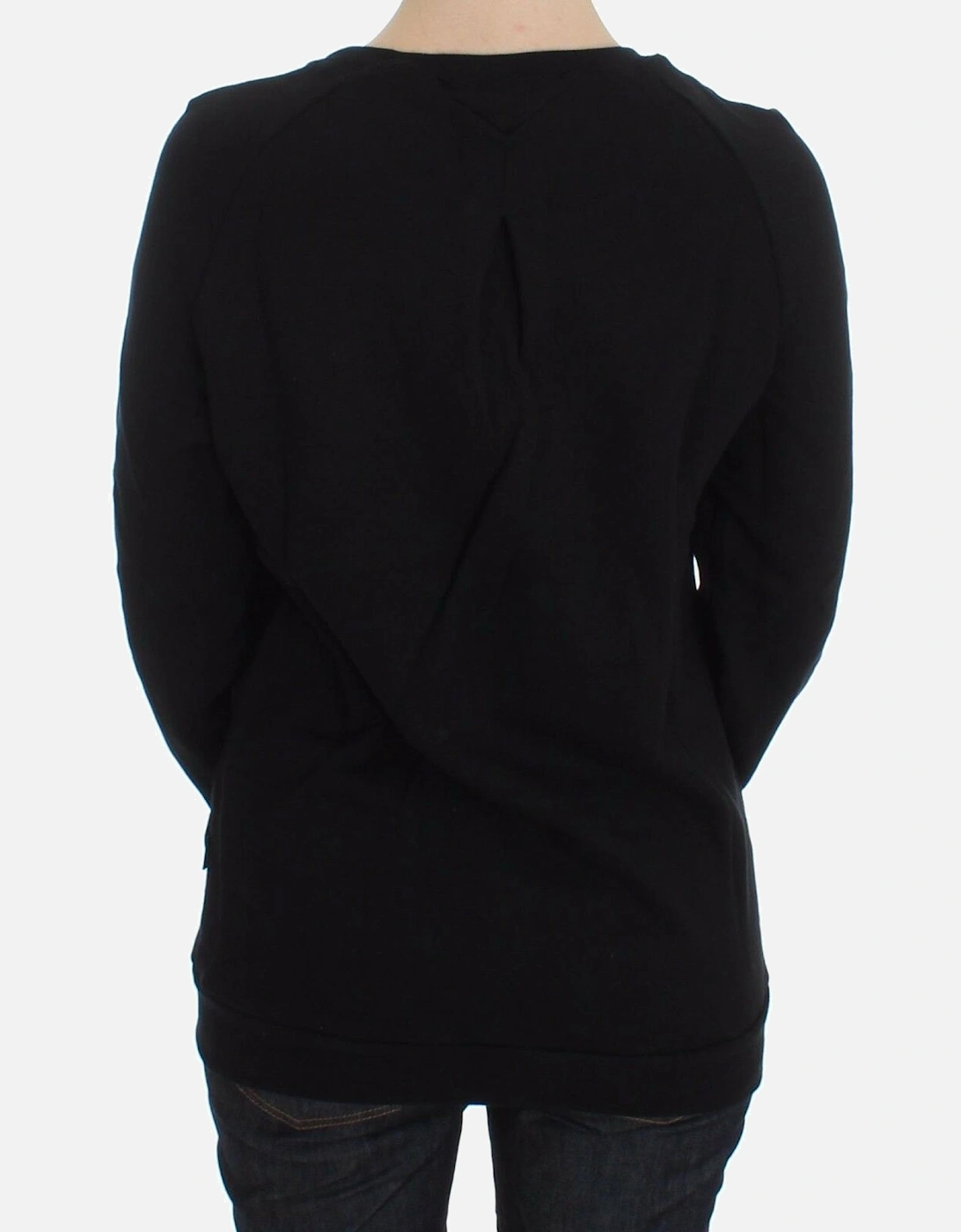 Crew-Neck Skull Motif Cotton Sweater Women - Black
