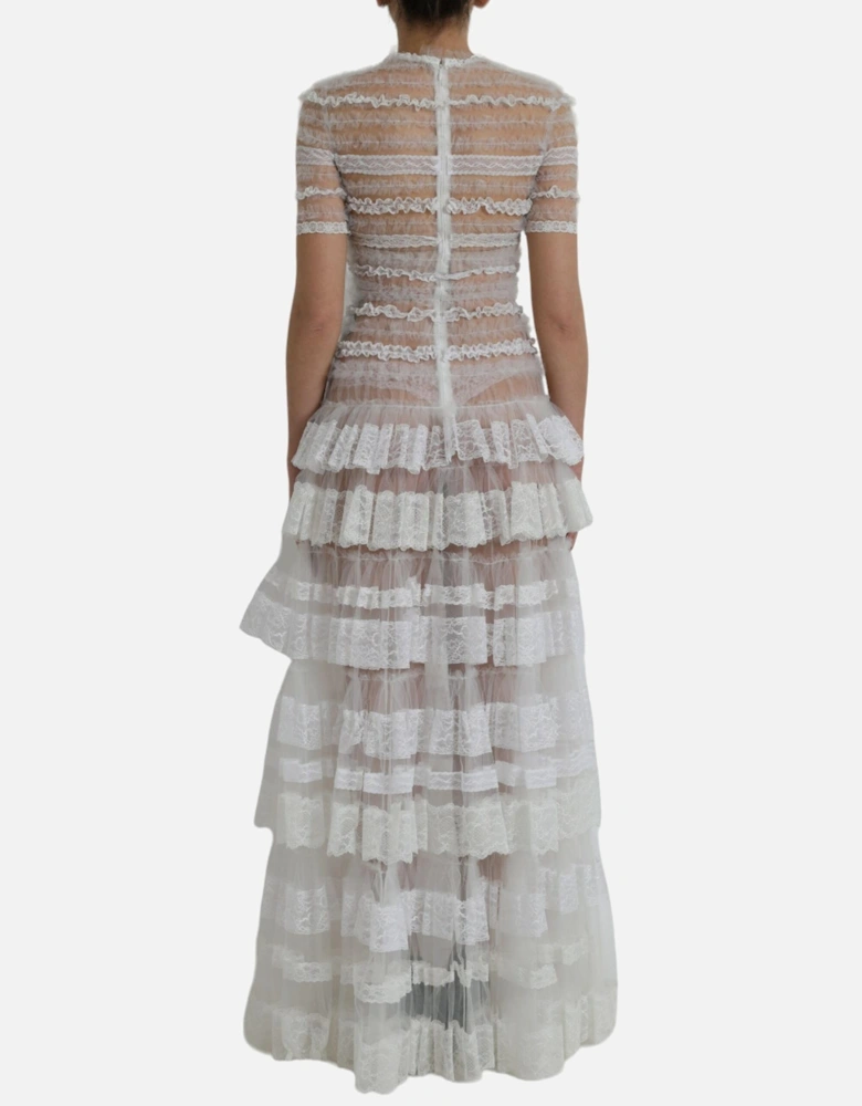 Sheer Maxi Dress with Zipper Closure and Logo Details Women - White