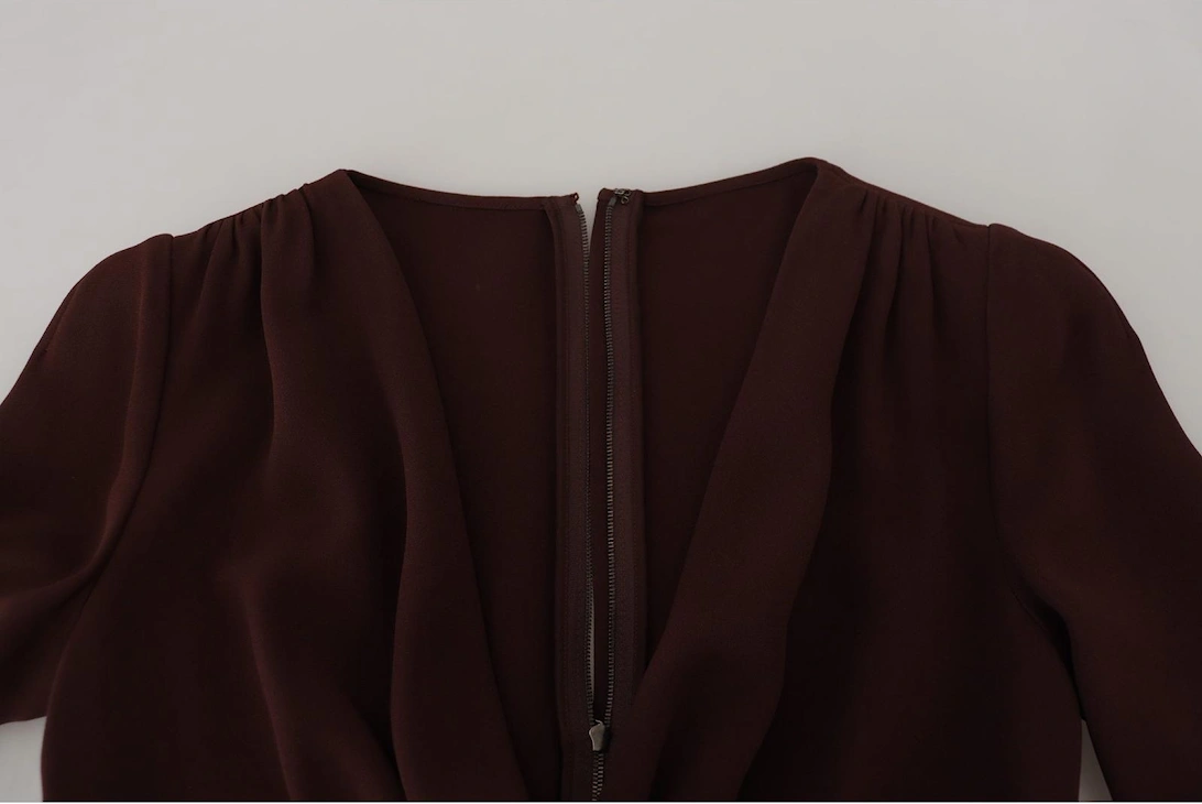 ALine Midi Wrap Dress Long Sleeves Women - Brown Dresses