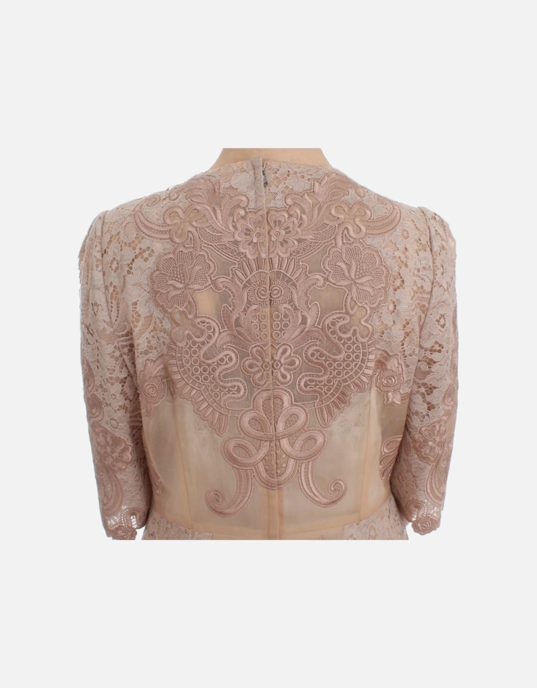 Lace Midi Dress 34 Sleeve Style Women - Pink Dresses