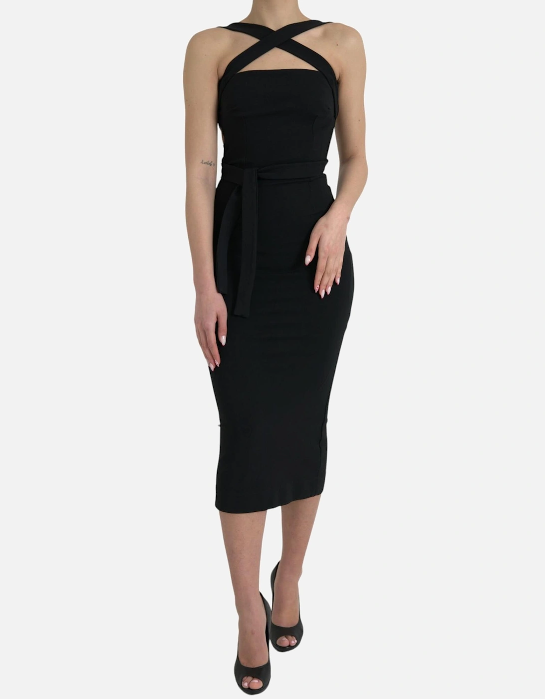 Black Sheath Halter Dress Women Dresses, 7 of 6
