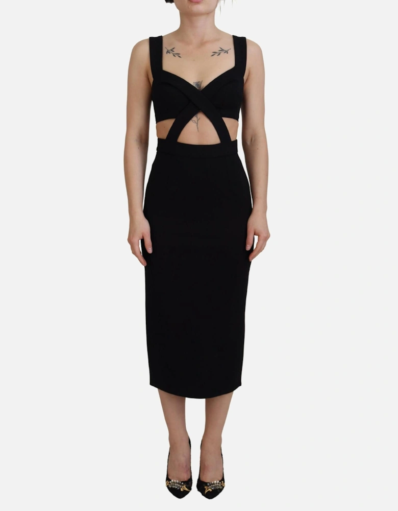 Cutout Midi Dress Black Sleeveless Dress Women Dresses