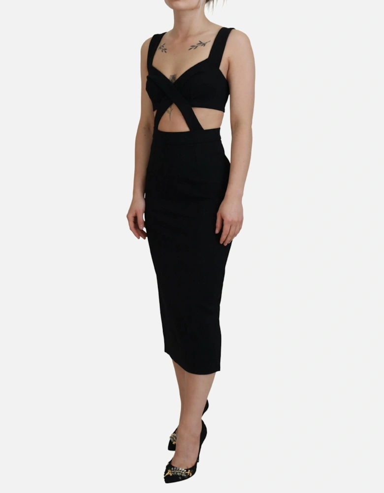 Cutout Midi Dress Black Sleeveless Dress Women Dresses