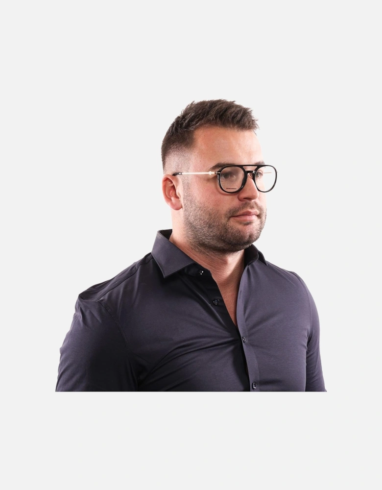 Black Metal and Plastic Full-Rim Glasses Unisex Frames