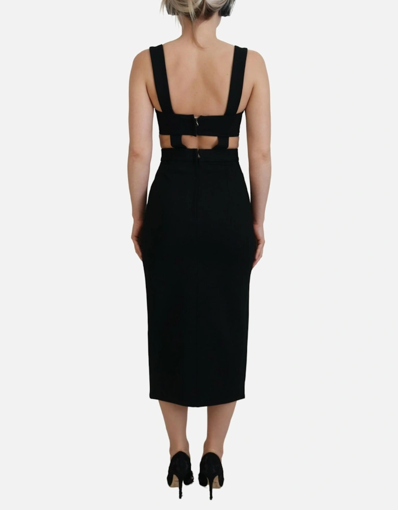 Cutout Midi Dress Black Sleeveless Dress Women Dresses