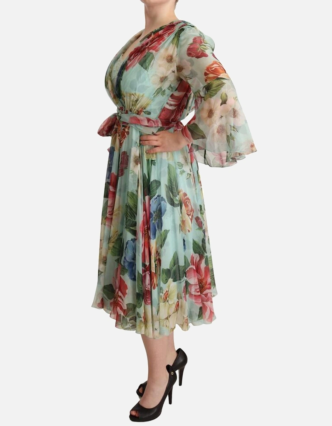 FloralPrint Silk Midi Dress Women - Multicolor Dresses