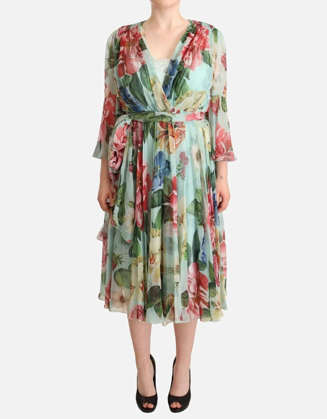 FloralPrint Silk Midi Dress Women - Multicolor Dresses, 7 of 6
