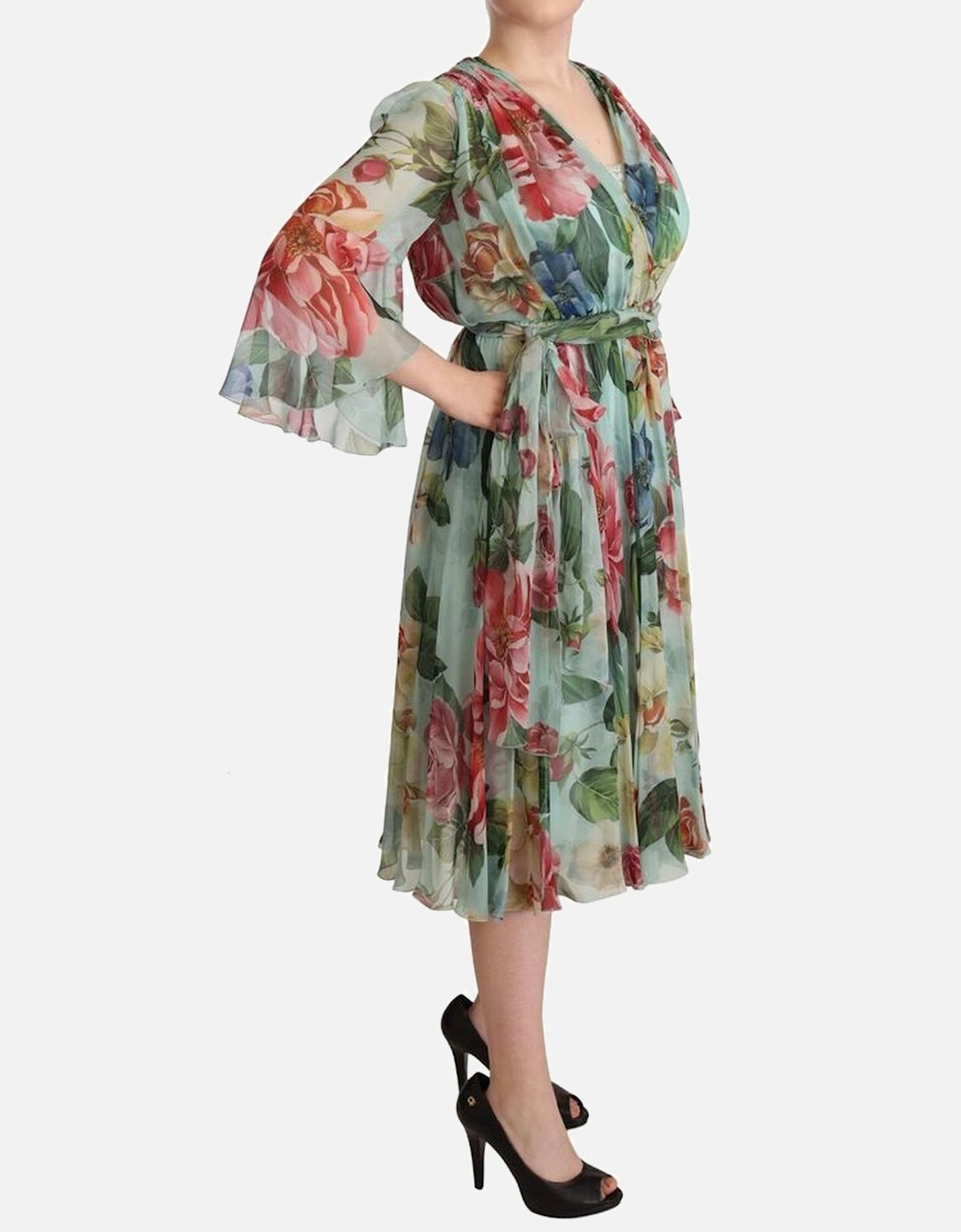 FloralPrint Silk Midi Dress Women - Multicolor Dresses