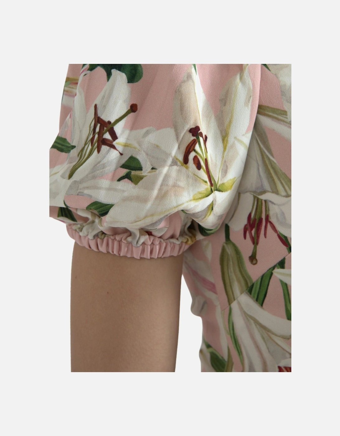 Square Neck Lily Print Sheath Dress Women - Pink Dresses