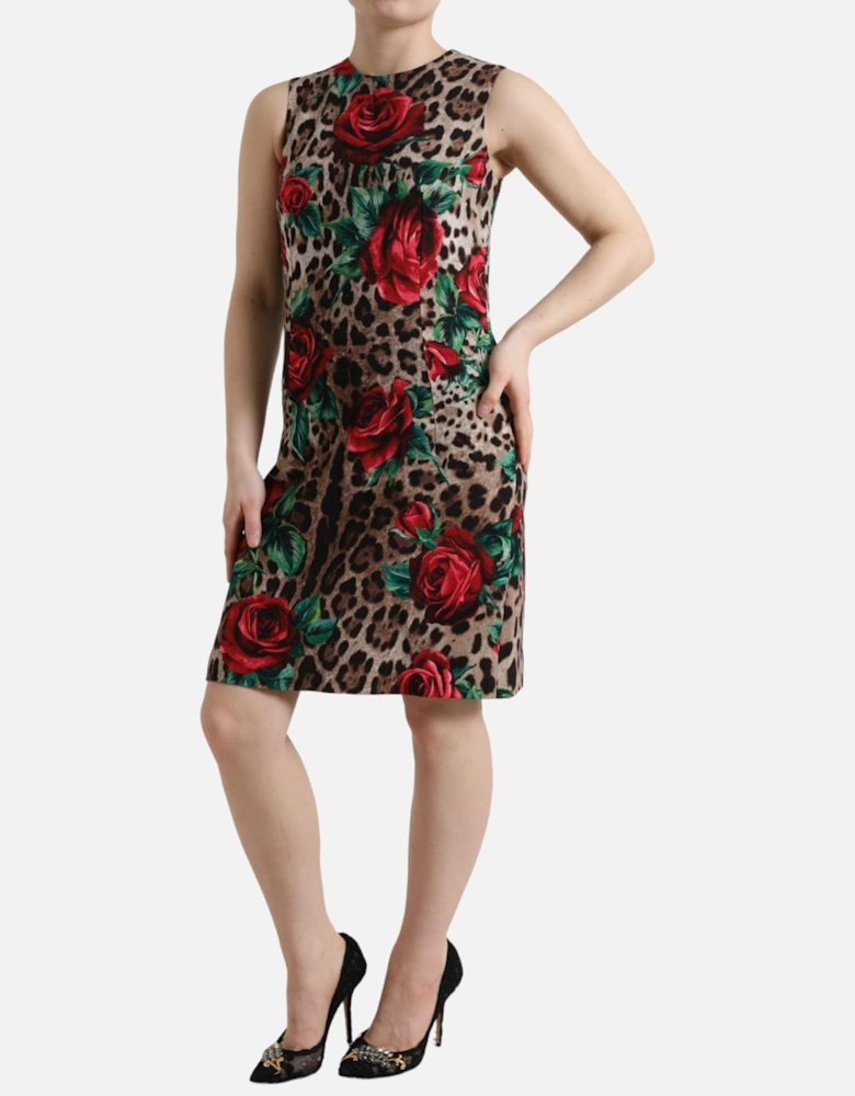 Floral Leopard Print Dress Women - Brown Dresses