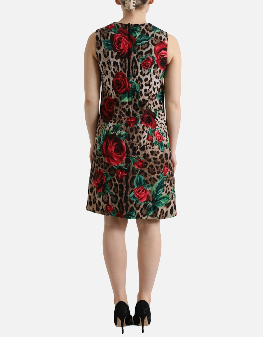 Floral Leopard Print Dress Women - Brown Dresses
