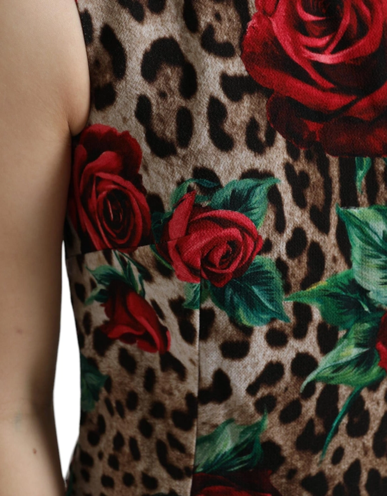 Floral Leopard Print Dress Women - Brown Dresses