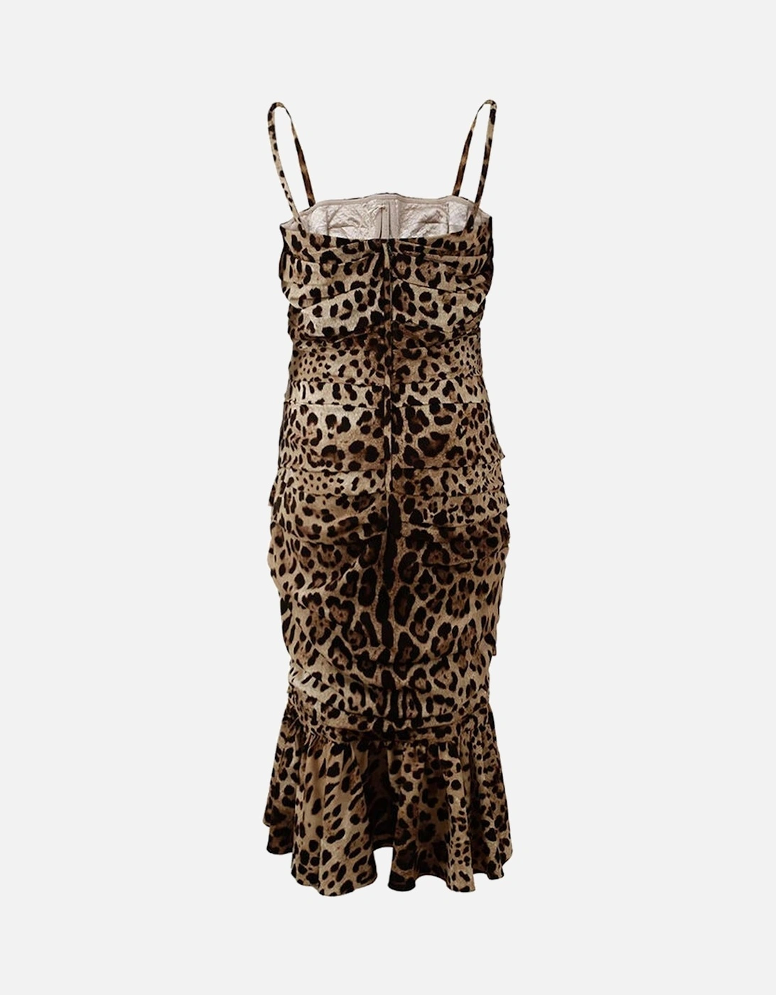 Leopard Print Ruched Midi Dress Women - Brown Dresses