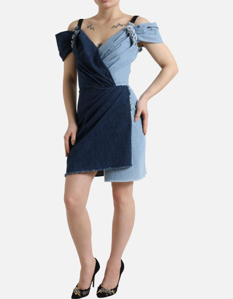 TwoTone Denim Mini Dress Women - Blue Dresses