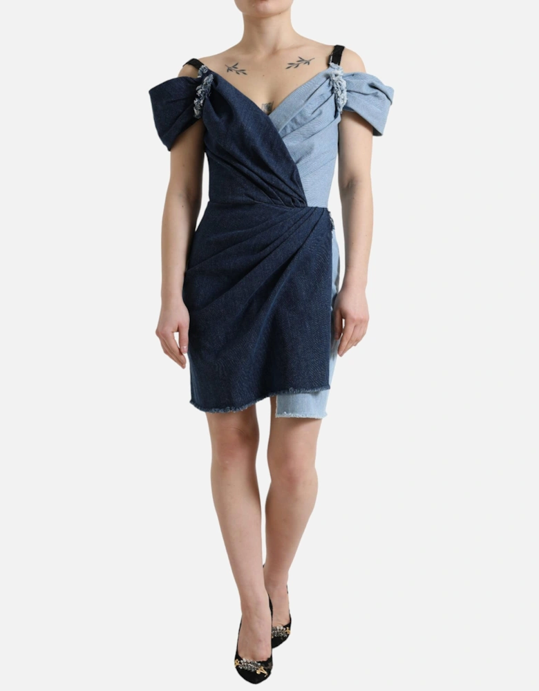 TwoTone Denim Mini Dress Women - Blue Dresses