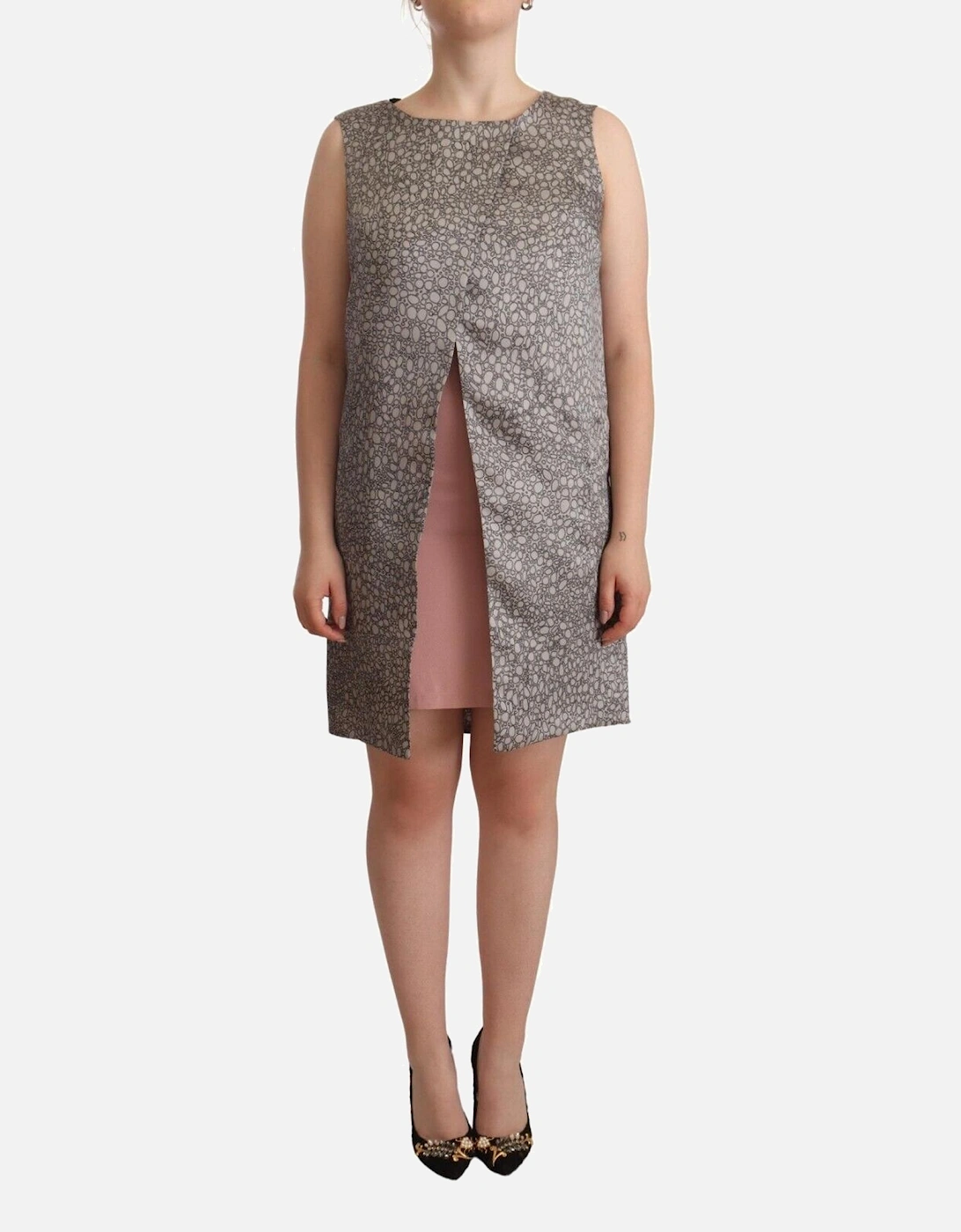 Silk Sleeveless Round Neck Shift Dress Women - Gray Dresses, 5 of 4
