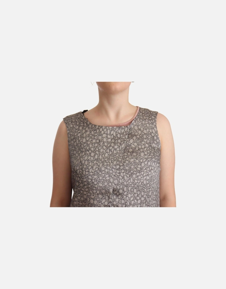 Silk Sleeveless Round Neck Shift Dress Women - Gray Dresses