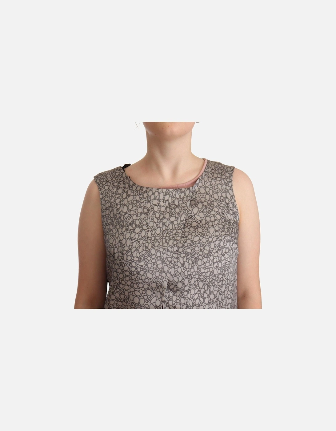 Silk Sleeveless Round Neck Shift Dress Women - Gray Dresses