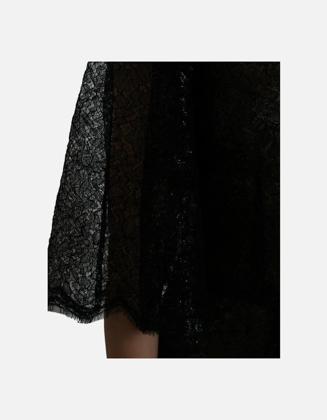 Short Sleeved Floral Lace Midi Dress with Zipper Closure and Logo