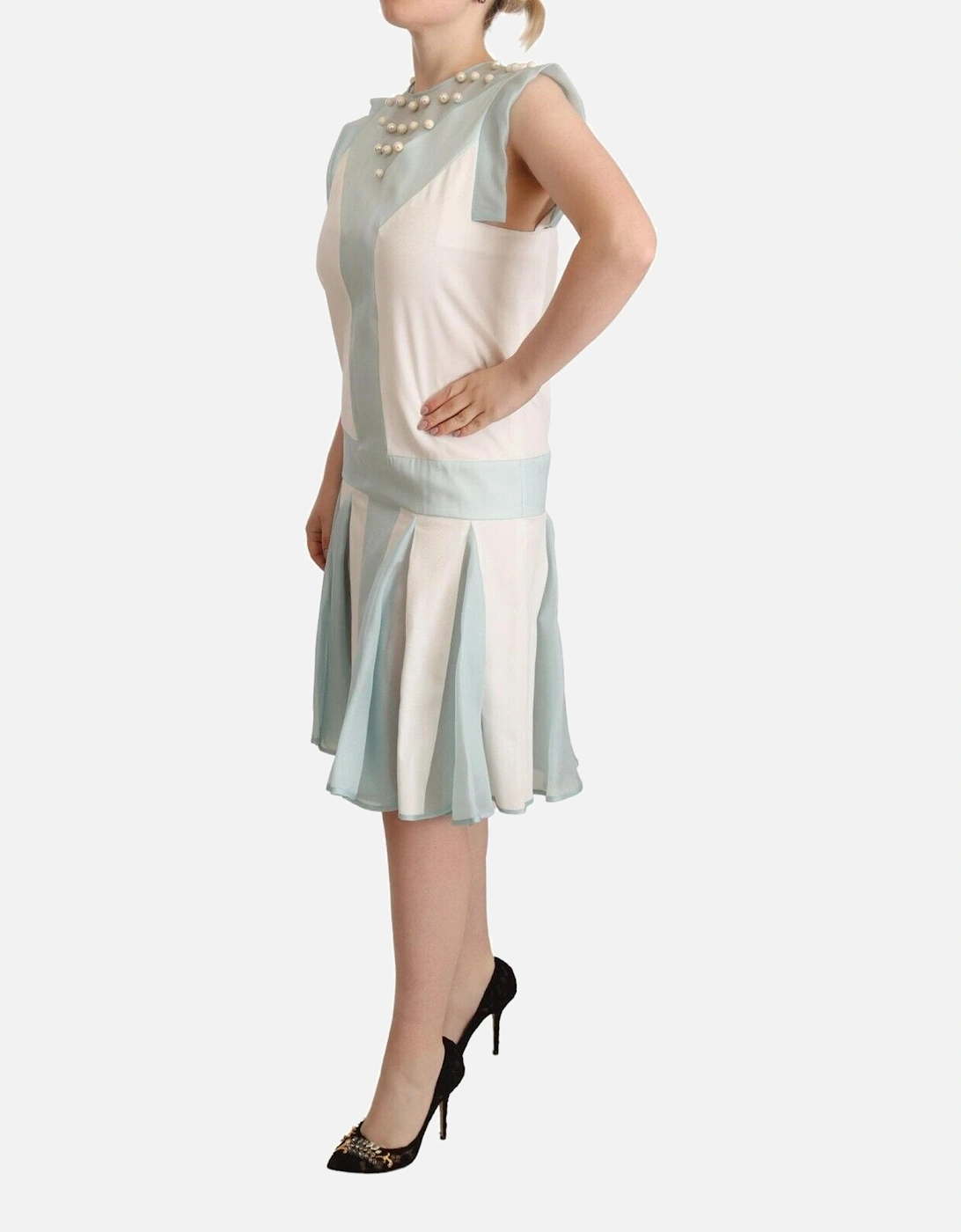 Sleeveless Shift Dress with Pearl Embellishments Women - Multicolor