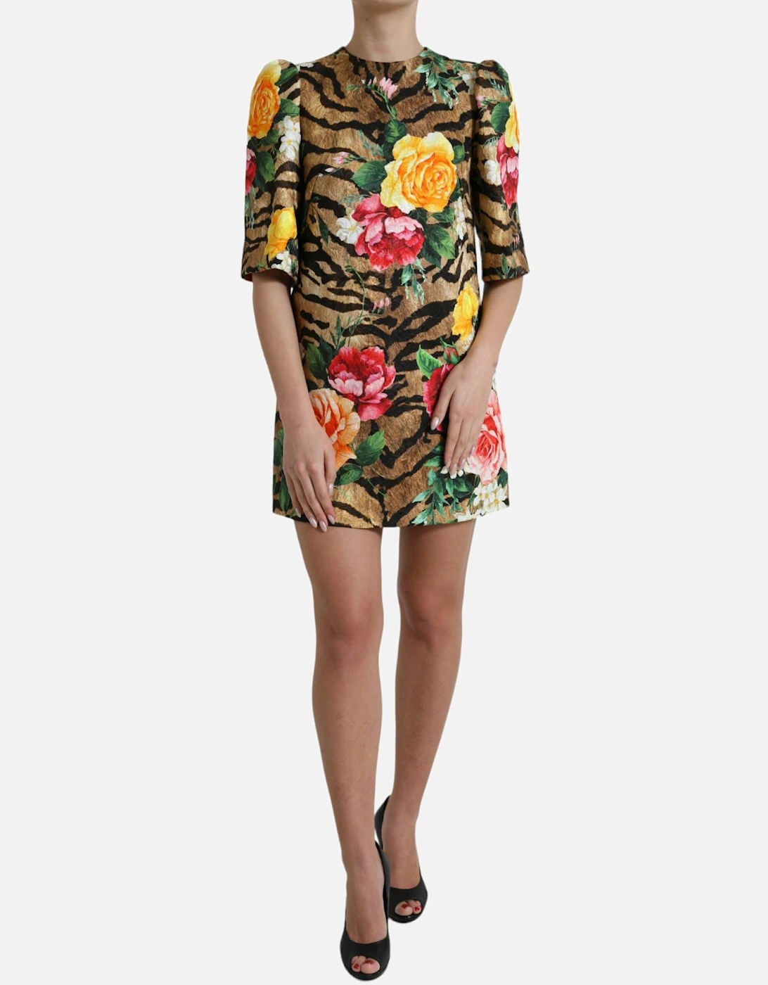 Animal and floral print shift mini dress Women - Multicolor Dresses, 7 of 6