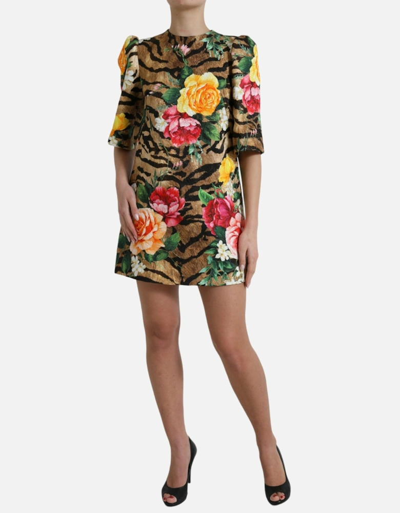 Animal and floral print shift mini dress Women - Multicolor Dresses