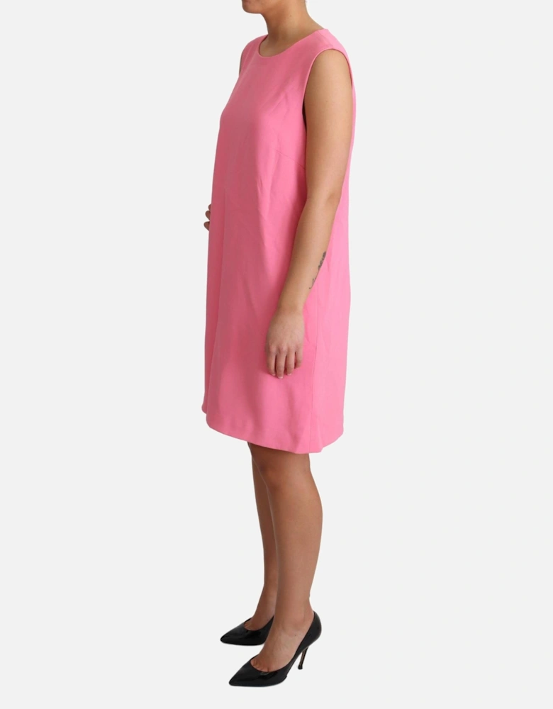 Pink Sleeveless Knee Length Dress with Chic Zipper Closure Women