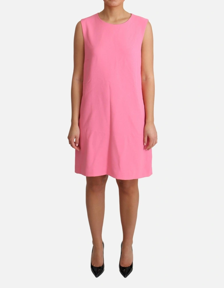 Pink Sleeveless Knee Length Dress with Chic Zipper Closure Women