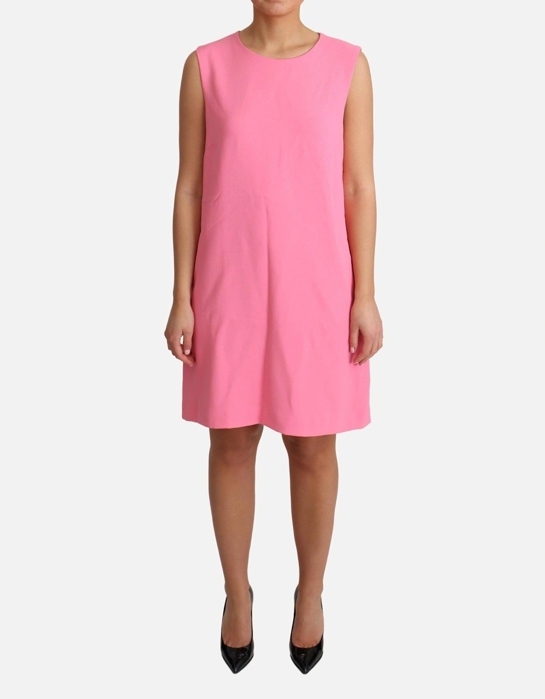 Pink Sleeveless Knee Length Dress with Chic Zipper Closure Women, 6 of 5
