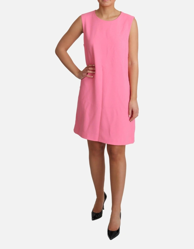 Pink Sleeveless Knee Length Dress with Chic Zipper Closure Women
