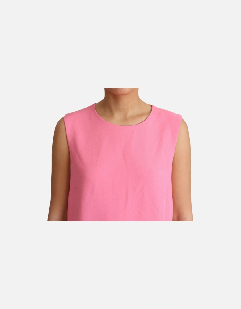 Pink Sleeveless Knee Length Dress with Chic Zipper Closure Women
