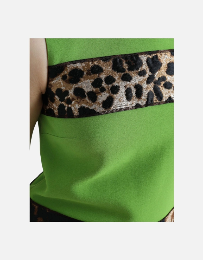 Printed Mini Dress Sleeveless Round Neck Women - Green Dresses