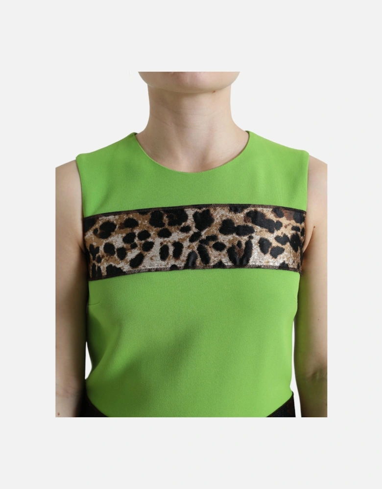Printed Mini Dress Sleeveless Round Neck Women - Green Dresses