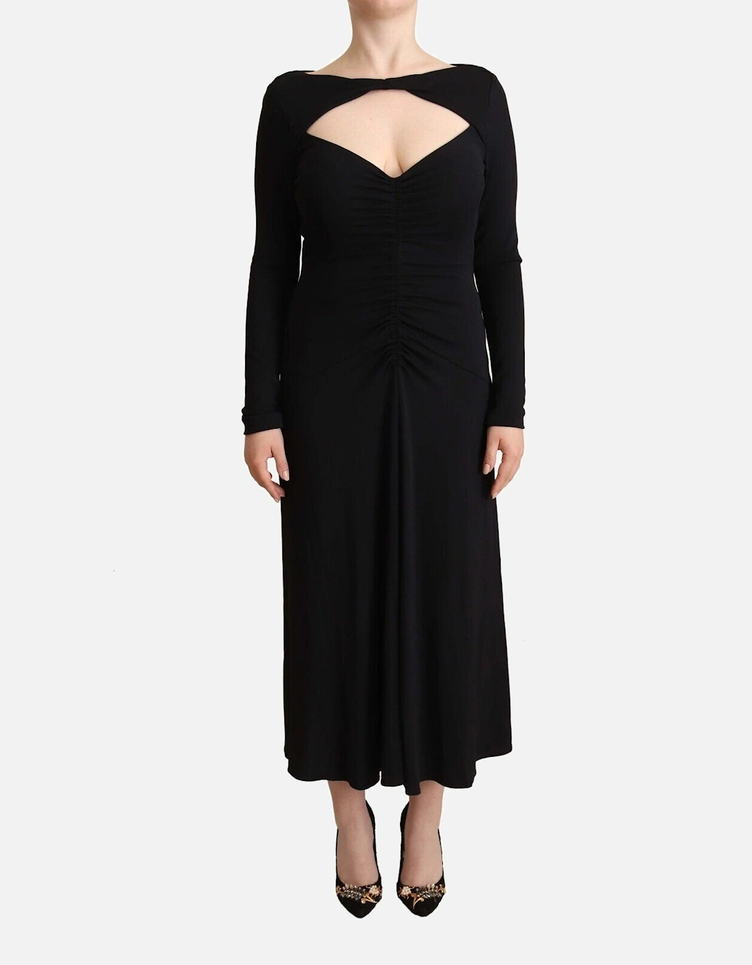 LongSleeve Jersey Midi Dress Aline Women - Black Dresses, 5 of 4