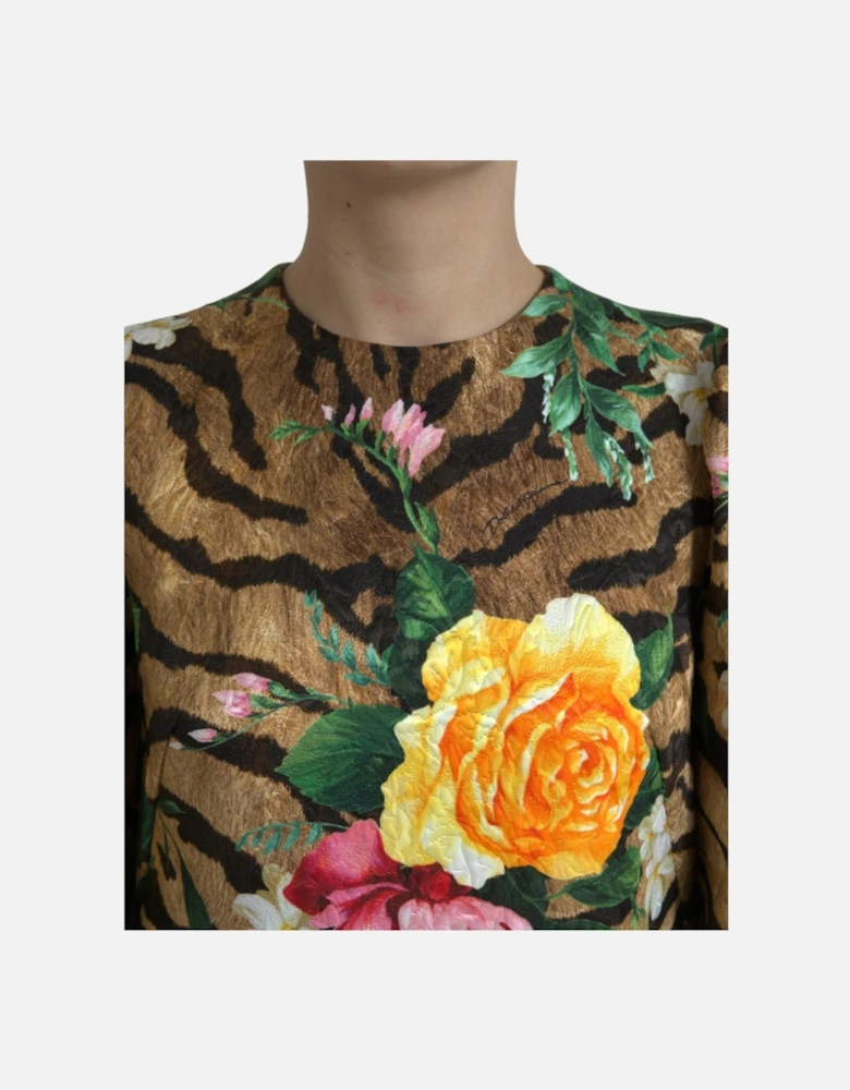 Animal and floral print shift mini dress Women - Multicolor Dresses