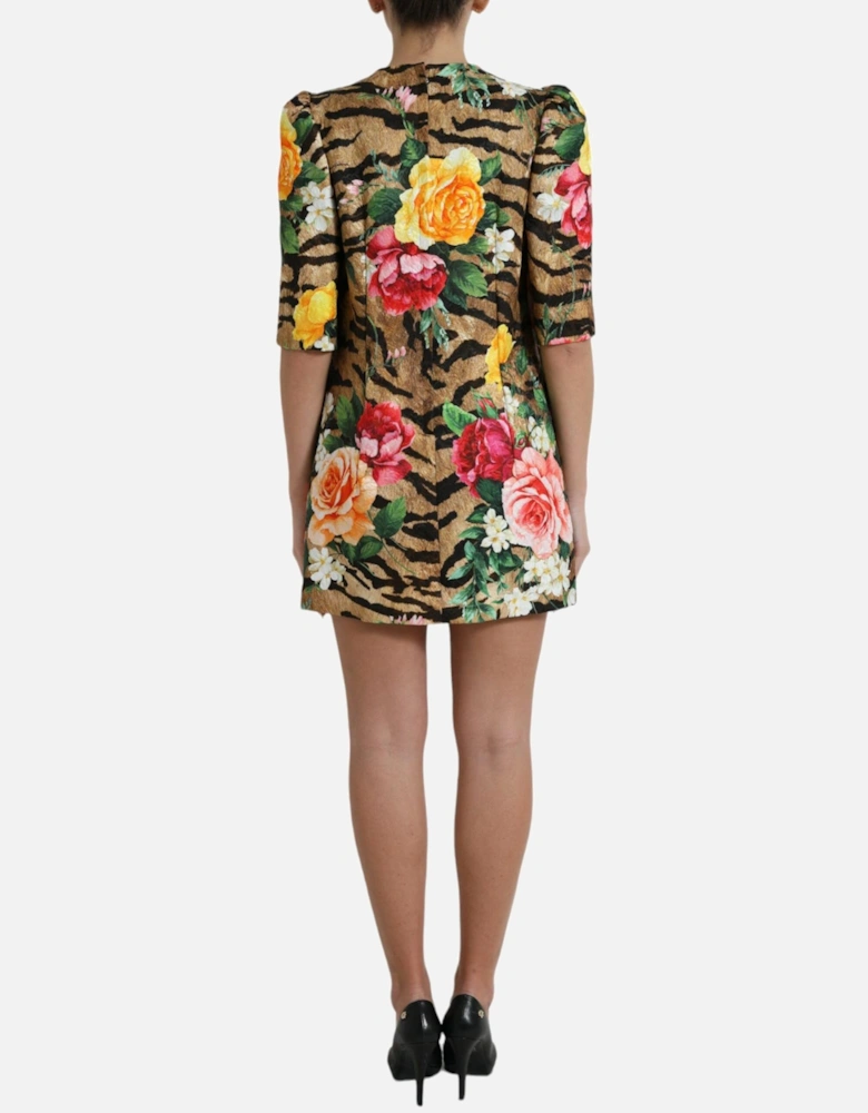 Animal and floral print shift mini dress Women - Multicolor Dresses