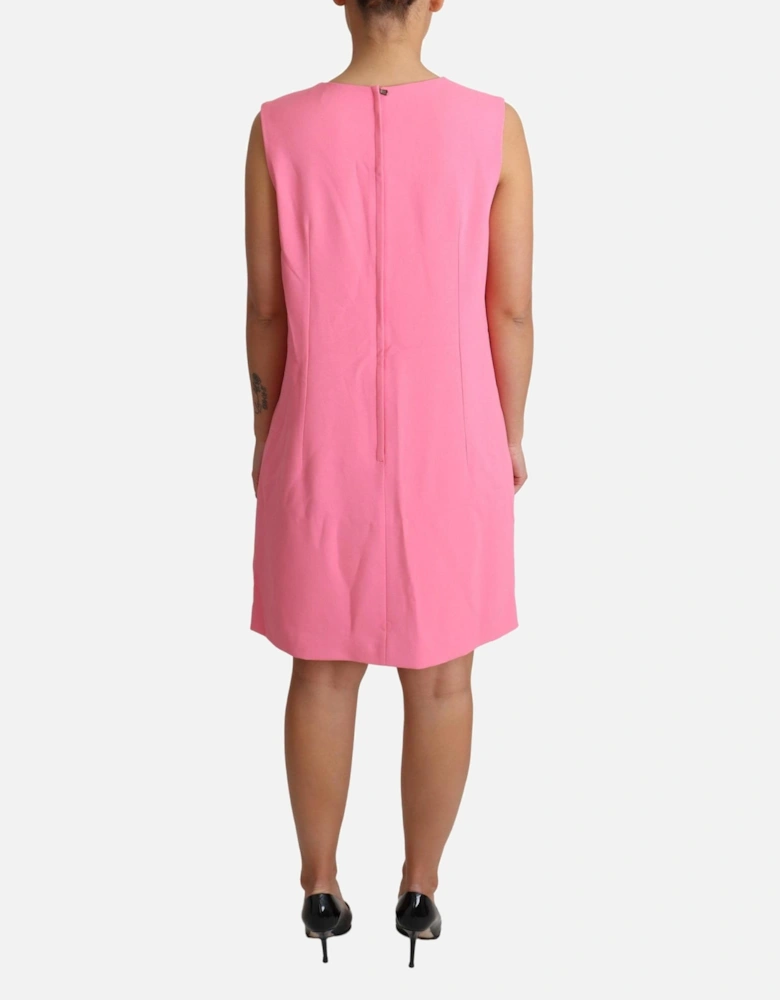 Pink Sleeveless Knee Length Dress with Chic Zipper Closure Women