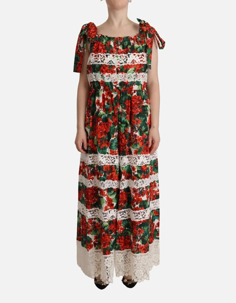 Floral Maxi Dress Geranium Print Women - Multicolor Dresses