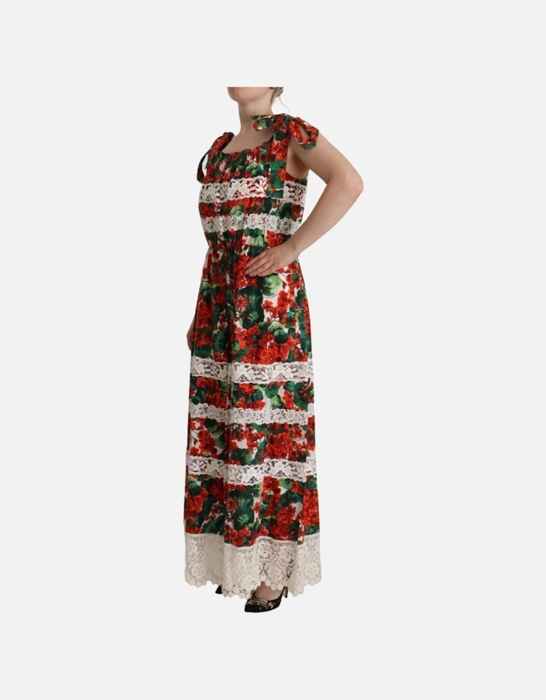 Floral Maxi Dress Geranium Print Women - Multicolor Dresses