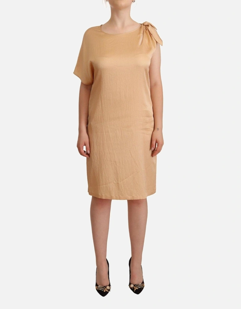 Dress Short Sleeves Beige Women Dresses
