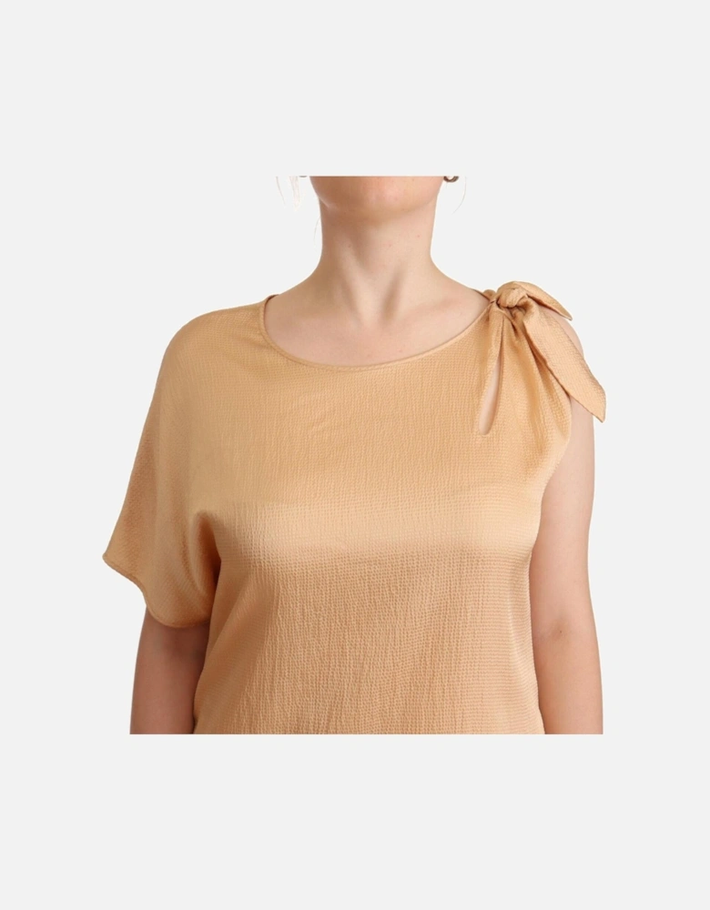 Dress Short Sleeves Beige Women Dresses