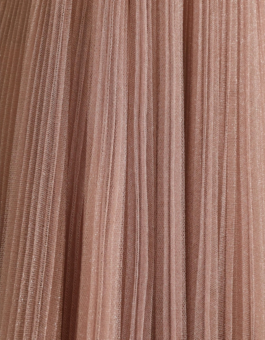 Pleated Mini Dress One Shoulder Style Women - Pink Dresses