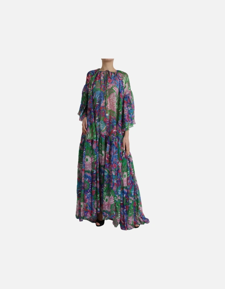 Floral Print Silk Kaftan Maxi Dress Women - Multi Dresses