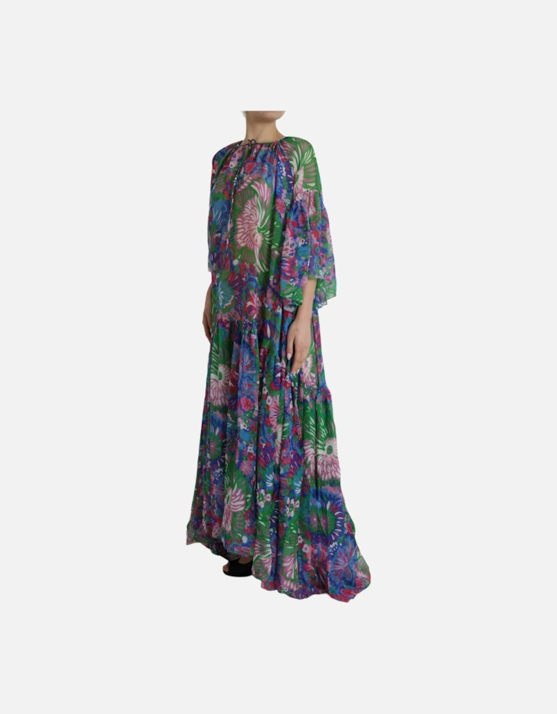 Floral Print Silk Kaftan Maxi Dress Women - Multi Dresses