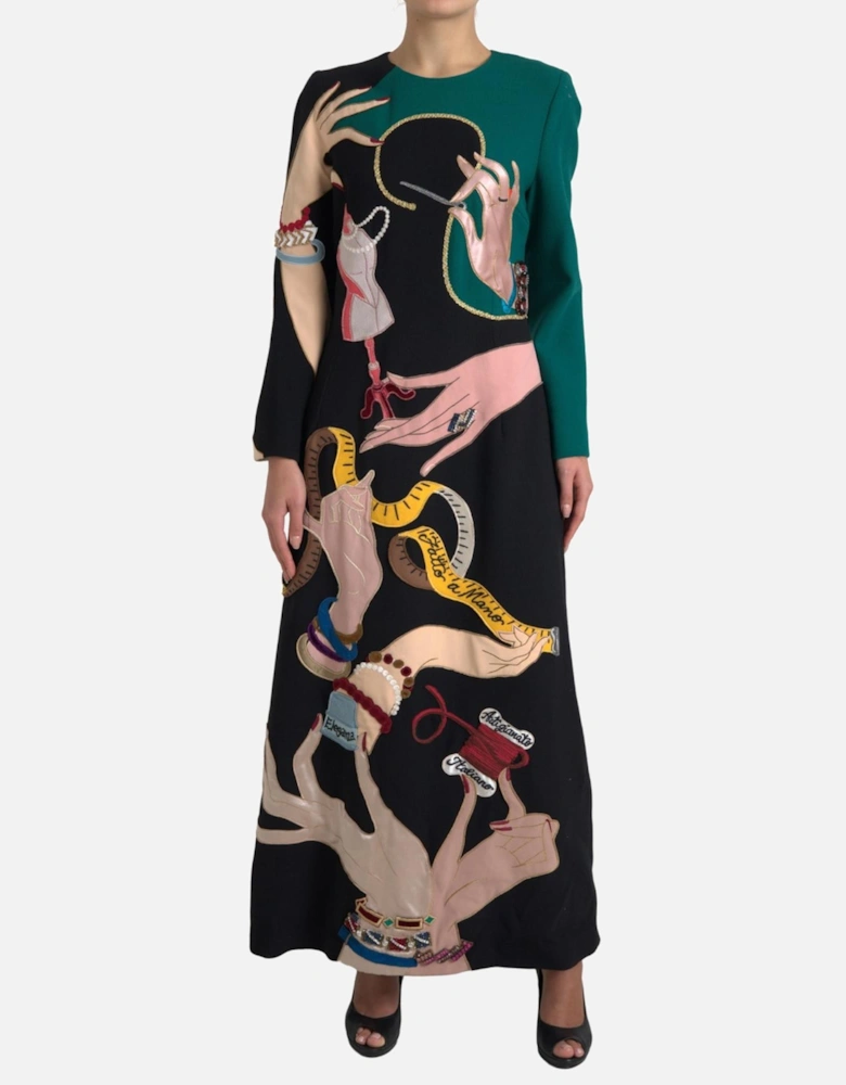 Embroidered Aline Maxi Dress Long Sleeve DR28730 Women - Multicolor