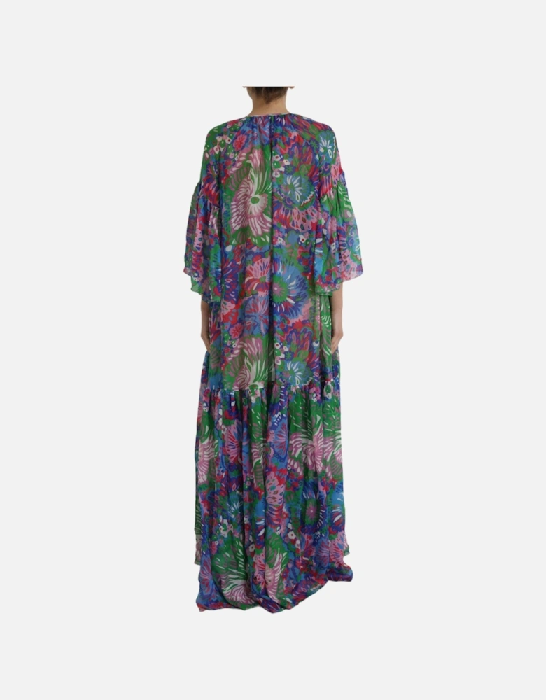 Floral Print Silk Kaftan Maxi Dress Women - Multi Dresses