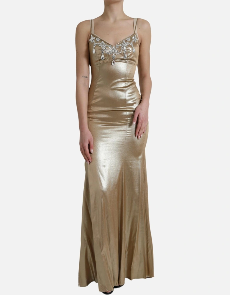 Gold Evening Dress Sleeveless VNeck Gown Women Dresses